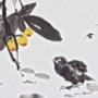traumbunt - Tuschmalerei - Locquat mit Vogel, Tuschmalerei